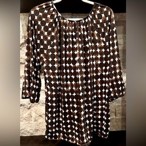 Michael Kors Brown & White Casual Top